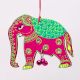 Handmade Wooden Elephant Christmas Hanging - Blue-Green, Red-Yellow, Sky Blue-Orange, Pink-Green